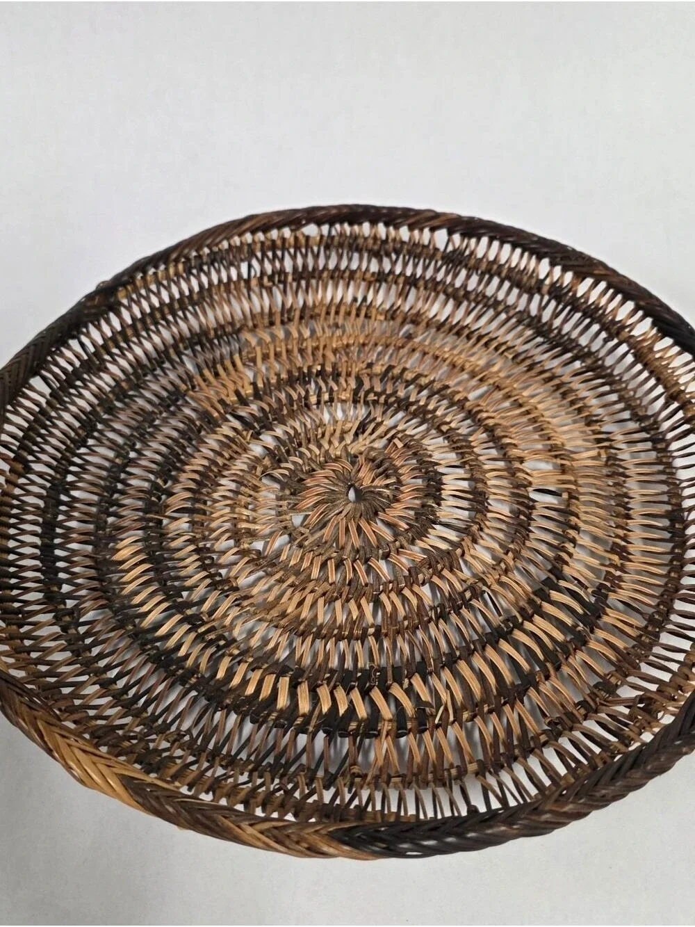Boho Tiki Wicker Rattan Round Serving Plate Brown/Tan - Set Of (6) Picnic BBQ